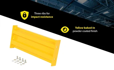 Vestil GR-F2R-BO-2-YL Steel 2 Ribbed Bolt On Style Guard Rail - product feature image