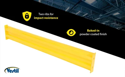 Vestil GR-F2R-BO-7-YL Steel 2 Ribbed Bolt On Style Guard Rail - product feature image