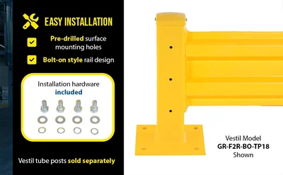 Vestil GR-F2R-BO-7-YL Steel 2 Ribbed Bolt On Style Guard Rail - product feature image