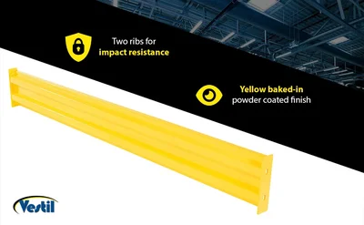 Vestil GR-F2R-BO-9-YL Steel 2 Ribbed Bolt On Style Guard Rail - product feature image
