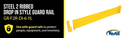 Vestil Steel 2 Ribbed Drop In Style Guard Rail 66 In. Length Yellow - product feature image