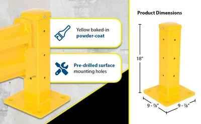 Vestil GR-F2R-DI-TP18-YL Steel Rigid Tube Post Drop In Style - product feature image