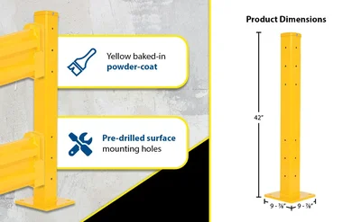 Vestil GR-F2R-DI-TP42-YL Steel Rigid Tube Post Drop In Style - product feature image