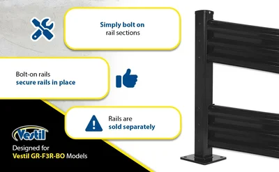 Vestil Steel Rigid Tube Post Bolt On Style 42 In. For 3 Ribbed Bolt On Style Guard Rails Black - product feature image