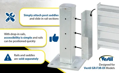 Vestil GR-F3R-DI-TP18-YL Steel Rigid Tube Post Drop - product feature image