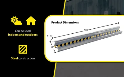 Vestil GR-H2R-BO-10-HDG Galvanized Steel Straight Guard Rail - product feature image