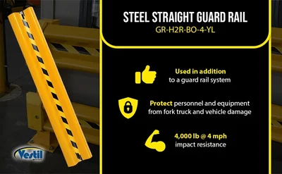 Vestil GR-H2R-BO-4-YL Steel Straight Guard Rail - product feature image