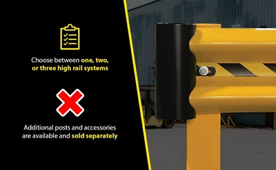 Vestil GR-H2R-BO-6-YL Steel Straight Guard Rail - product feature image