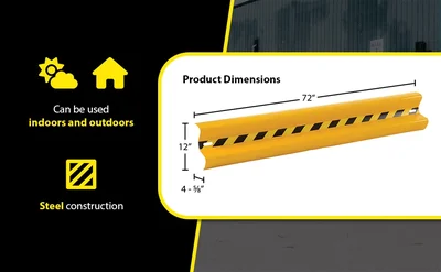 Vestil GR-H2R-BO-6-YL Steel Straight Guard Rail - product feature image