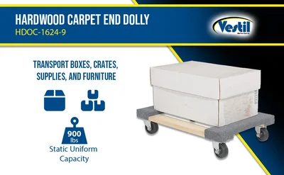 Vestil HDOC-1624-9 Hardwood Carpet End Dolly - product feature image