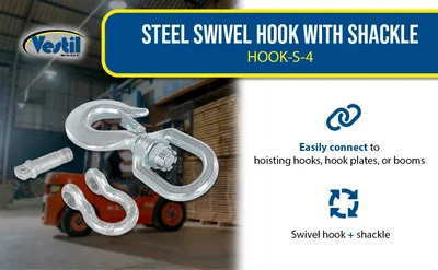 Vestil HOOK-S-4 Steel Swivel Hook with Shackle - product feature image
