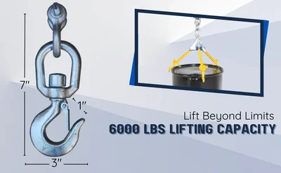 Vestil HOOK-S-6 Steel Swivel Hook with Shackle - product feature image