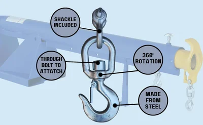 Vestil HOOK-S-6 Steel Swivel Hook with Shackle - product feature image