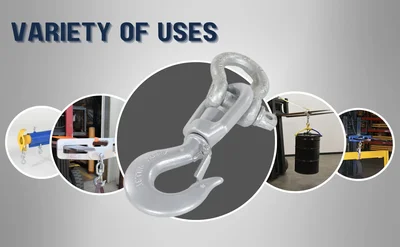 Vestil HOOK-S-6 Steel Swivel Hook with Shackle - product feature image