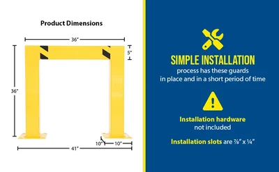 Vestil HPRO-SQ-36-36-5 Steel Square High Profile Machinery and Rack Guard - product feature image