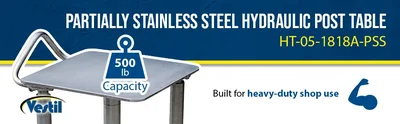 Vestil HT-05-1818A-PSS Partially Stainless Steel Hydraulic Post Table - product feature image