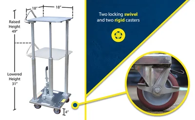 Vestil HT-05-1818A-PSS Partially Stainless Steel Hydraulic Post Table - product feature image