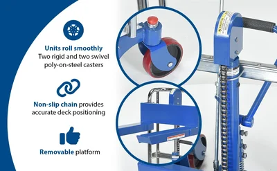 Vestil HYD-3 Steel Portable Welded Hydraulic Hefti-Lift 880 Lb. Capacity - product feature image