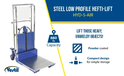 Vestil HYD-5-AIR Steel Portable Air Foot Pump Hefti-Lift 880 Lb. Capacity - product feature image