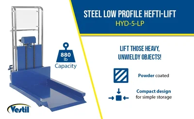 Vestil HYD-5-LP Steel Low Profile Hefti-Lift 880 Lb. Capacity Blue - product feature image
