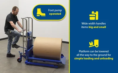 Vestil HYD-5-LP Steel Low Profile Hefti-Lift 880 Lb. Capacity Blue - product feature image