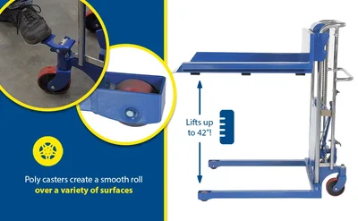 Vestil HYD-5-LP Steel Low Profile Hefti-Lift 880 Lb. Capacity Blue - product feature image