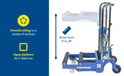 Vestil HYD-RR-35 Steel Roller Work Positioner - product feature image
