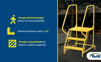 Vestil LAD-MM-3-P-YL Steel Maintenance Ladder - product feature image