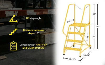 Vestil LAD-MM-4-G-YL Steel Maintenance Ladder - product feature image