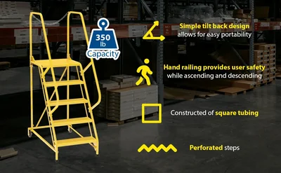 Vestil LAD-MM-5-P-YL Steel Maintenance Ladder - product feature image