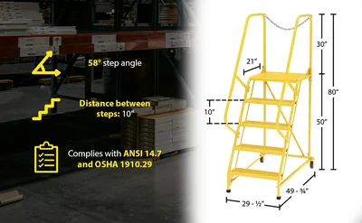 Vestil LAD-MM-5-P-YL Steel Maintenance Ladder - product feature image
