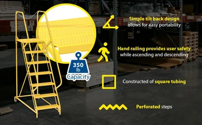 Vestil LAD-MM-7-P-YL Steel Maintenance Ladder - product feature image