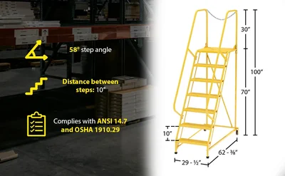 Vestil LAD-MM-7-P-YL Steel Maintenance Ladder - product feature image