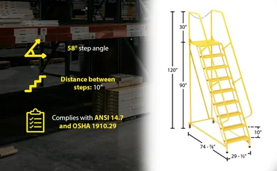 Vestil LAD-MM-9-P-YL Steel Maintenance Ladder - product feature image