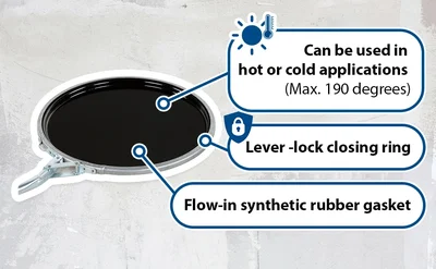 Vestil LID-STL-LL-UN Steel Lever Lock Lid - product feature image