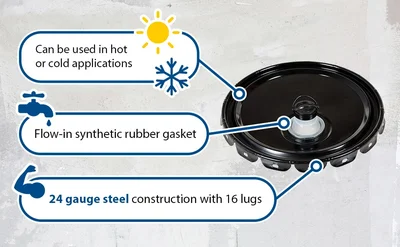 Vestil LID-STL-S-UN Steel Unrated Spout Top Lid - product feature image