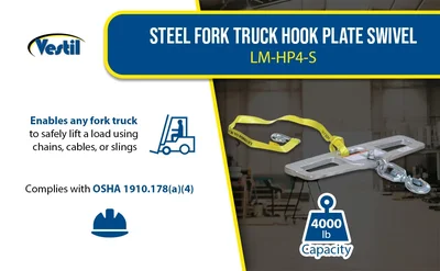 Vestil LM-HP4-S Steel Fork Truck Hook Plate Swivel - product feature image