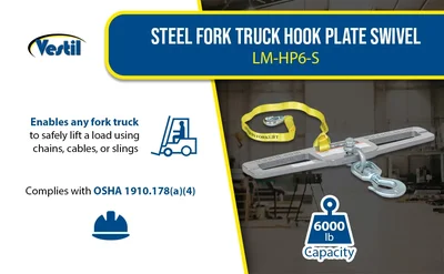 Vestil LM-HP6-S Steel Fork Truck Hook Plate Swivel - product feature image