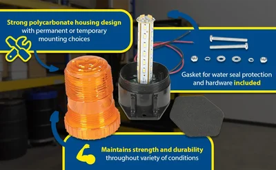 Vestil LT-RC5-FSL-AM Polycarbonate Fork Truck Safety and Warning Light - product feature image