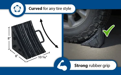 Vestil LWC-15 Laminated Rubber Wheel Chock - product feature image