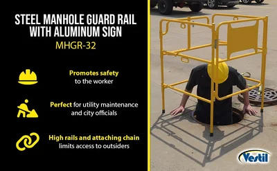 Vestil MHGR-32 Steel Manhole Guard Rail - product feature image