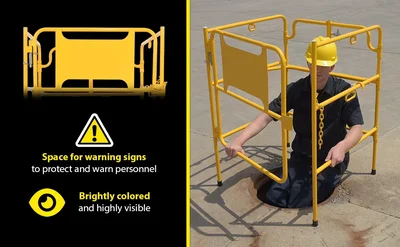 Vestil MHGR-32 Steel Manhole Guard Rail - product feature image
