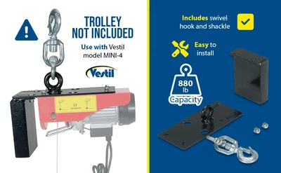 Vestil MINI-SH-4 Swivel Hook Plate For Mini Cable Hoist - product feature image
