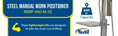 Vestil MWP-440-M-SS Stainless Steel Manual Work Position 440 Lb. Capacity - product feature image