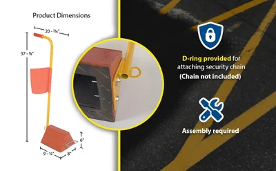 Vestil ORWC-8-ERGO-FL Molded Rubber Wheel Chock With Handle - product feature image