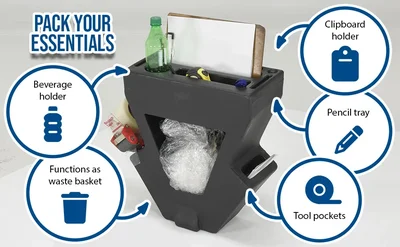 Vestil P-CADDY-BK-CWN Black Recycled Plastic Crown Pallet Jack Caddy - product feature image