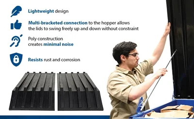 Vestil PLID-H-100 Polyethylene Heavy Duty H Style Hopper Lid - product feature image