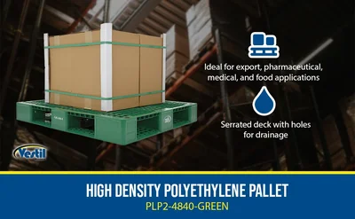 Vestil PLP2-4840-GREEN Plastic Pallets and Skids - product feature image