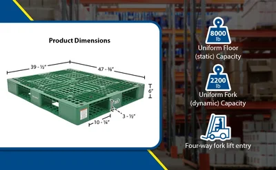 Vestil PLP2-4840-GREEN Plastic Pallets and Skids - product feature image