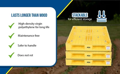 Vestil PLP2-4840-YELLOW Plastic Pallets and Skids - product feature image
